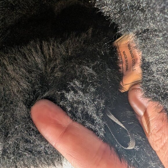 Juicy Couture Black Faux Fur & Suede Moccasin Boots with Logo Ribbon Tie Size 7 - Picture 9 of 9